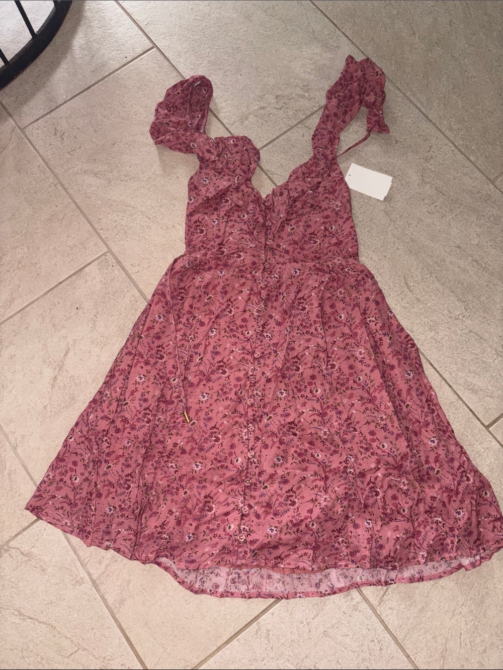 MADEWELL Floral Ruffle Neck Mini Dress